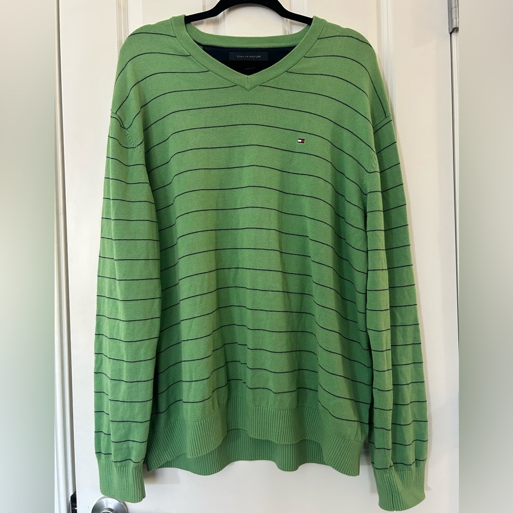 Tommy Hilfiger V-Neck Green Sweater XXL